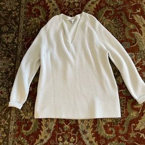 Athleta Switchback Nouveau V Neck Sweater in Cream Size S
